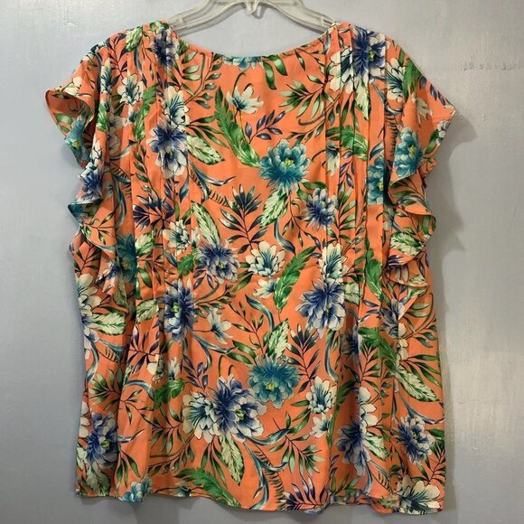 Counterparts Floral Shirt Ruffle Sleeves NEW - Picture 5 of 6